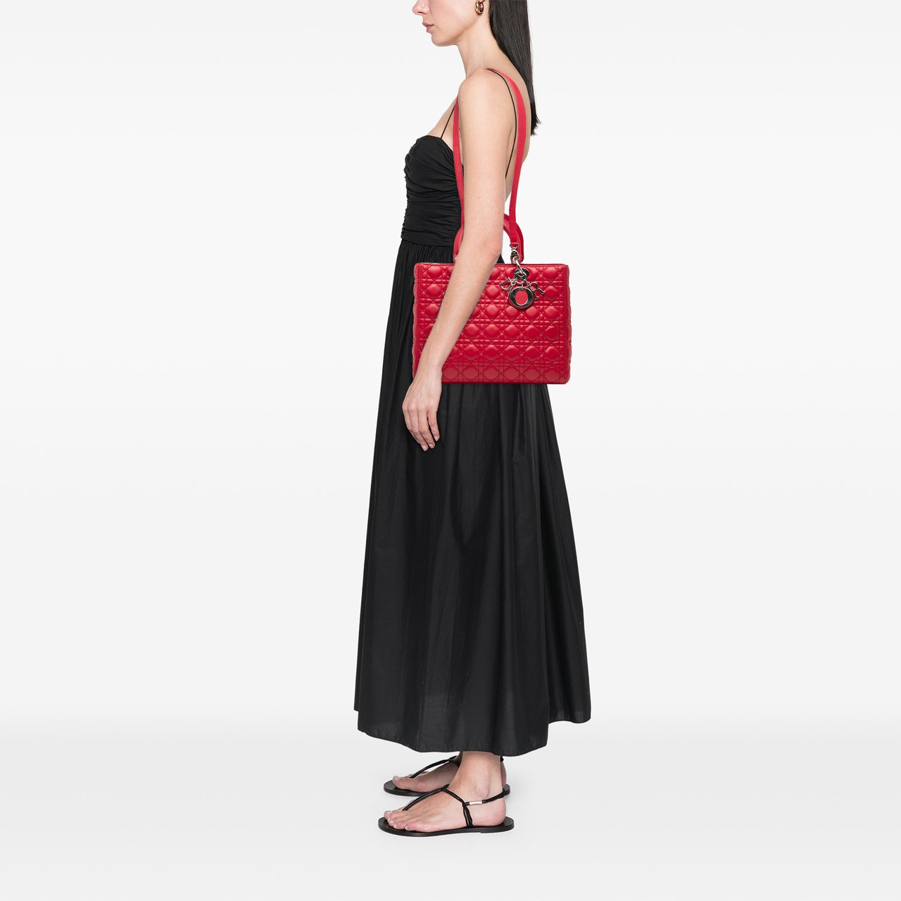 Dior Large Lambskin Cannage Lady Dior Rood