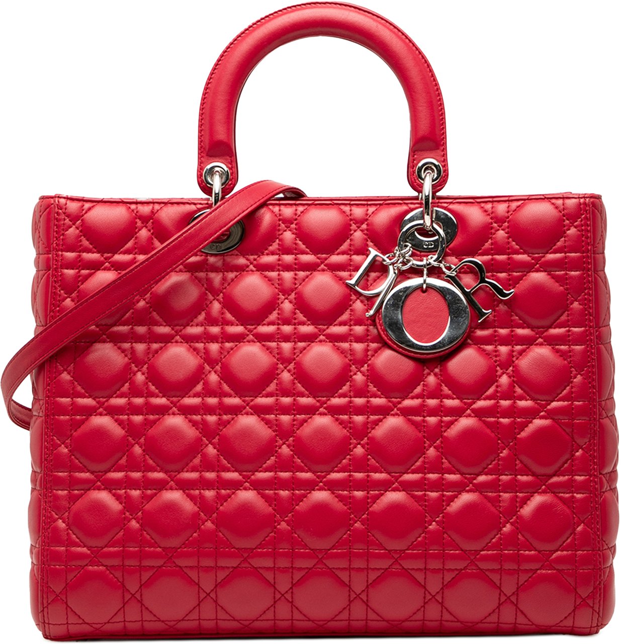 Dior Large Lambskin Cannage Lady Dior Rood