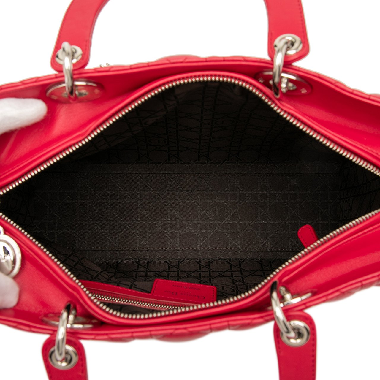 Dior Large Lambskin Cannage Lady Dior Rood