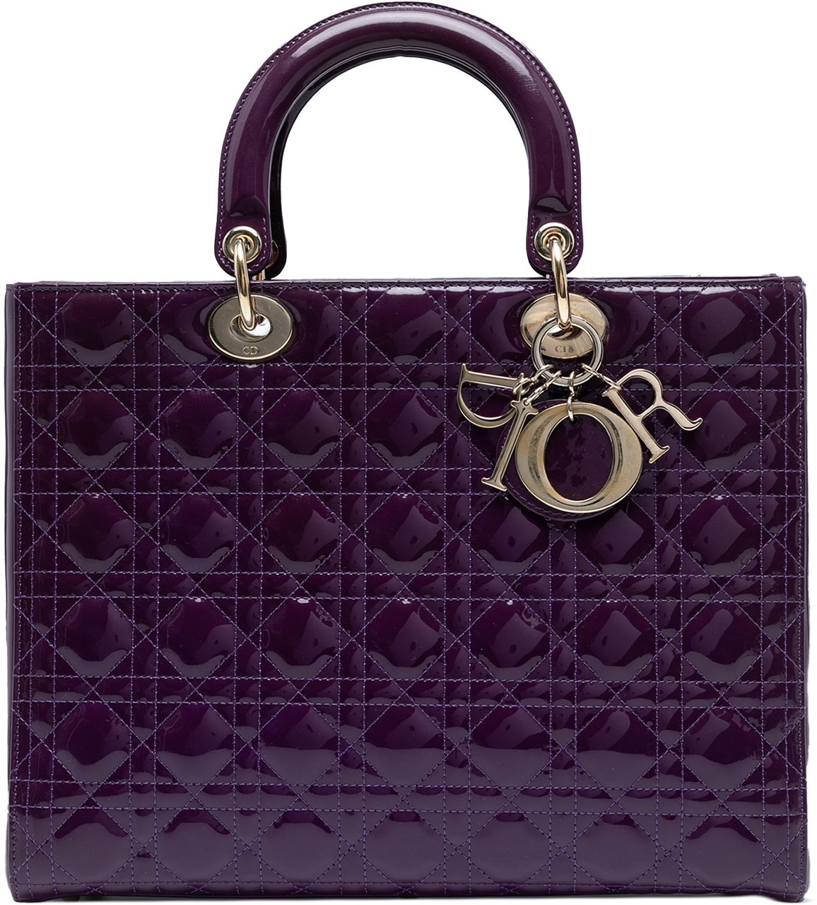 Dior Large Patent Cannage Lady Dior Paars