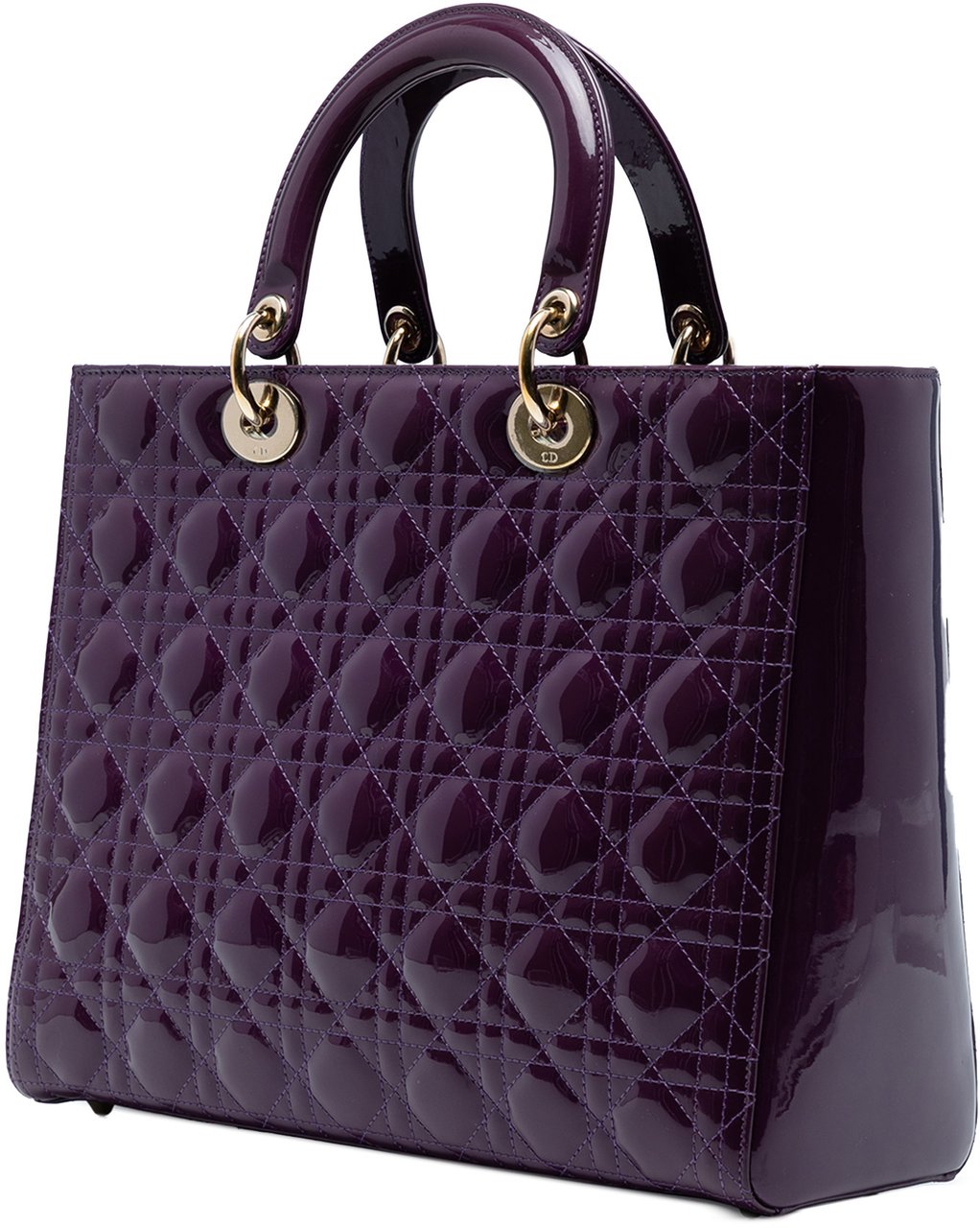 Dior Large Patent Cannage Lady Dior Paars