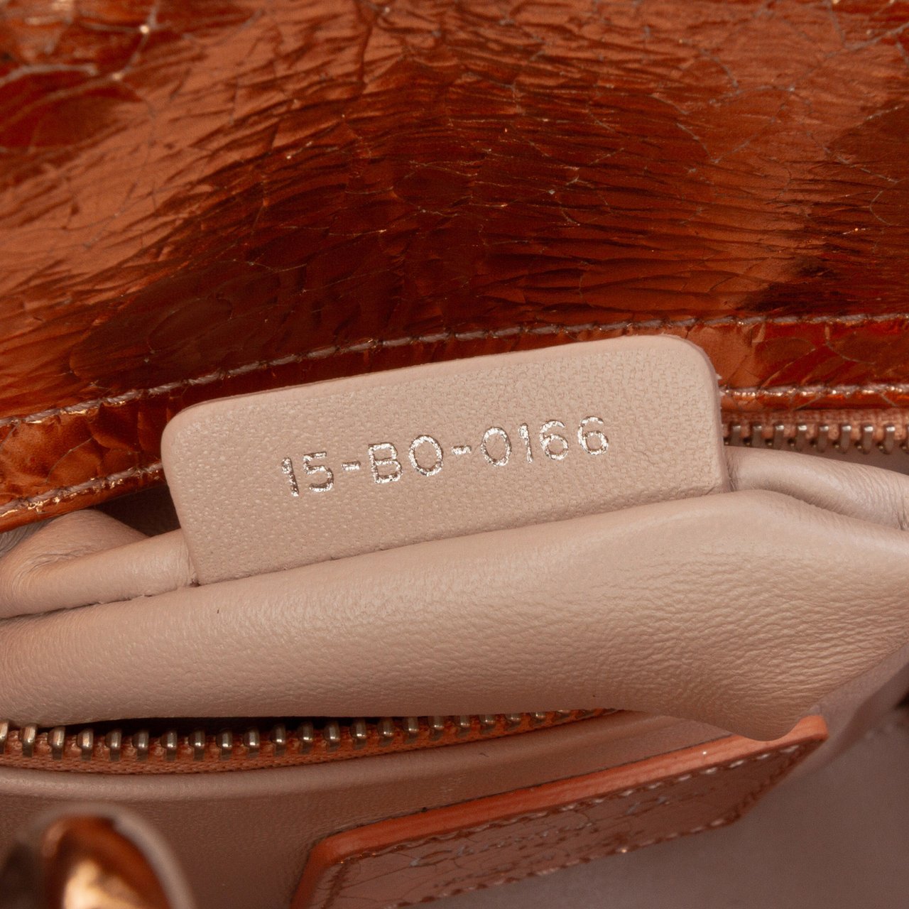 Dior Mini Metallic Crinkled Calfskin Cannage Lady Dior Bruin