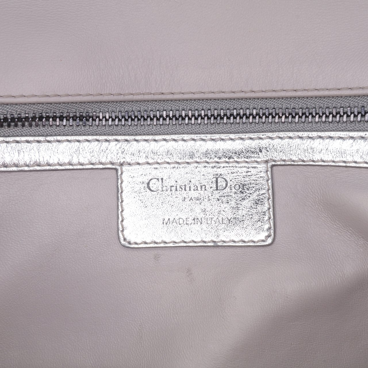 Dior Medium Metallic Calfskin Cannage Supple Caro Bag Zilver