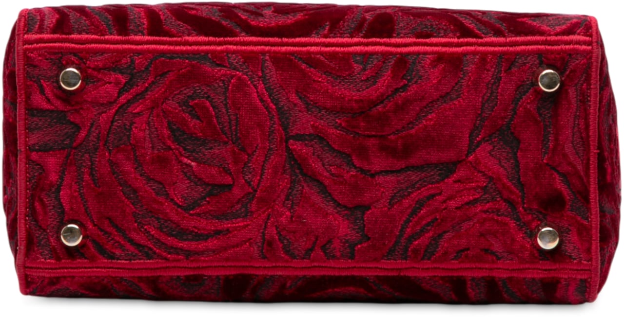 Dior Medium Embroidered Velvet Roses Lady D Lite Rood