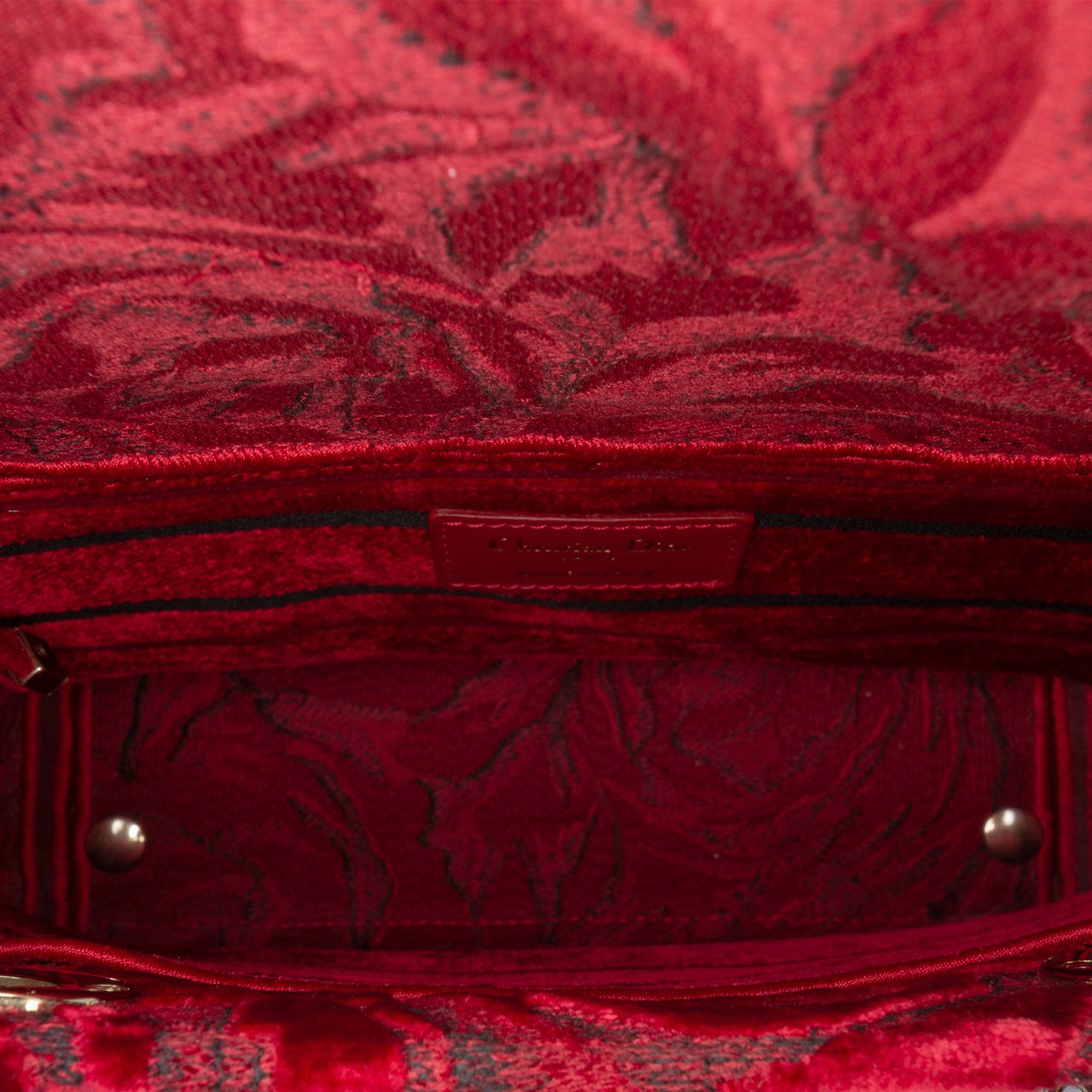 Dior Medium Embroidered Velvet Roses Lady D Lite Rood