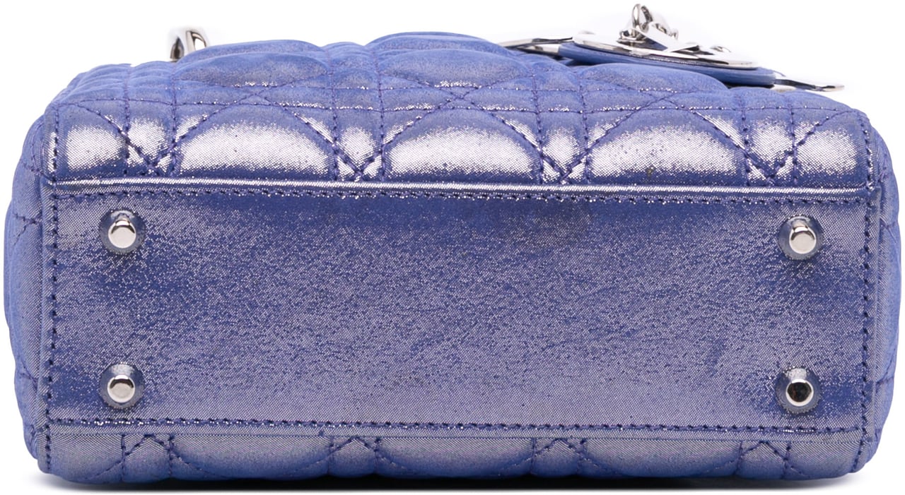 Dior Mini Iridescent Lambskin Cannage Lady Dior Blauw
