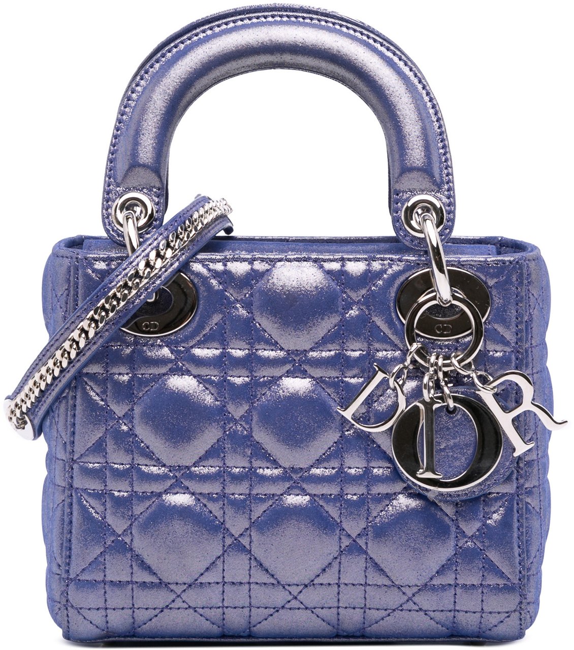Dior Mini Iridescent Lambskin Cannage Lady Dior Blauw