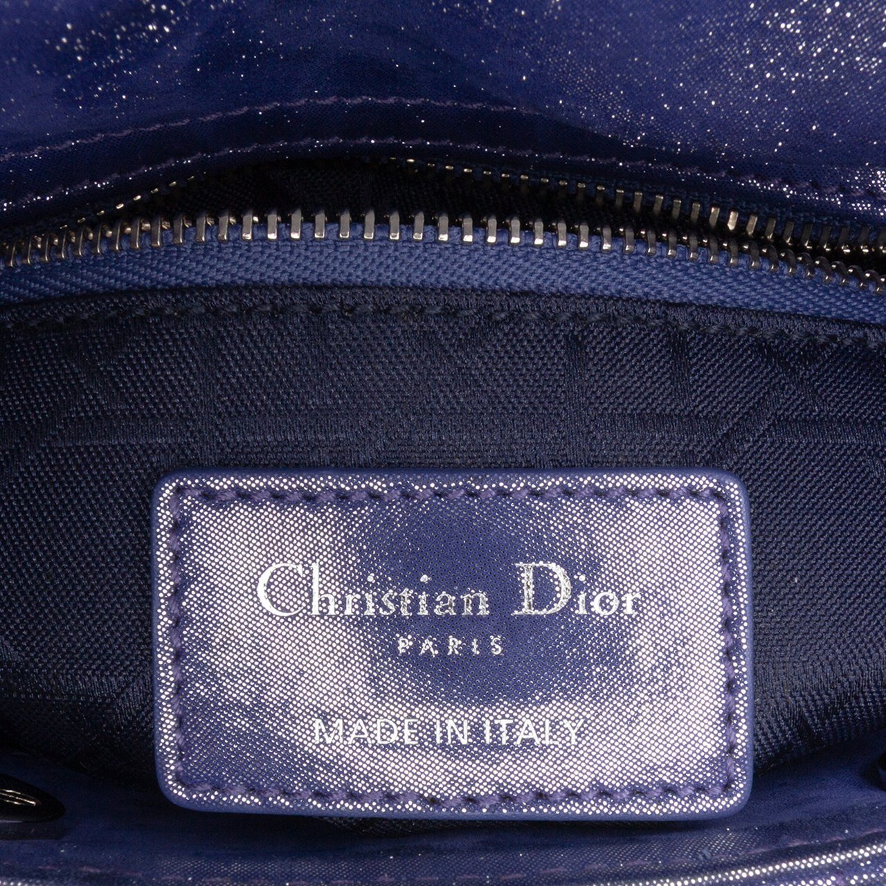 Dior Mini Iridescent Lambskin Cannage Lady Dior Blauw