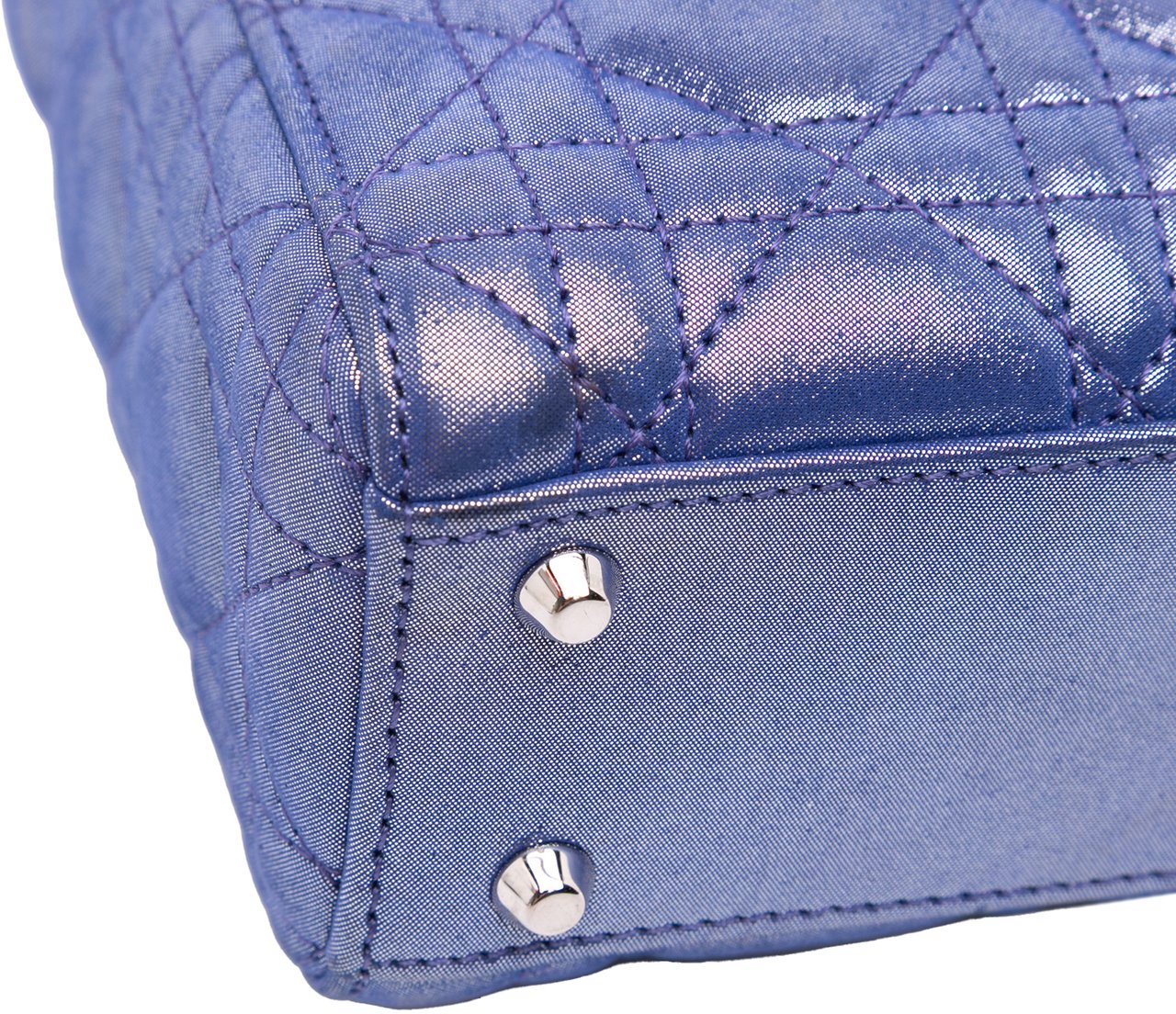 Dior Mini Iridescent Lambskin Cannage Lady Dior Blauw