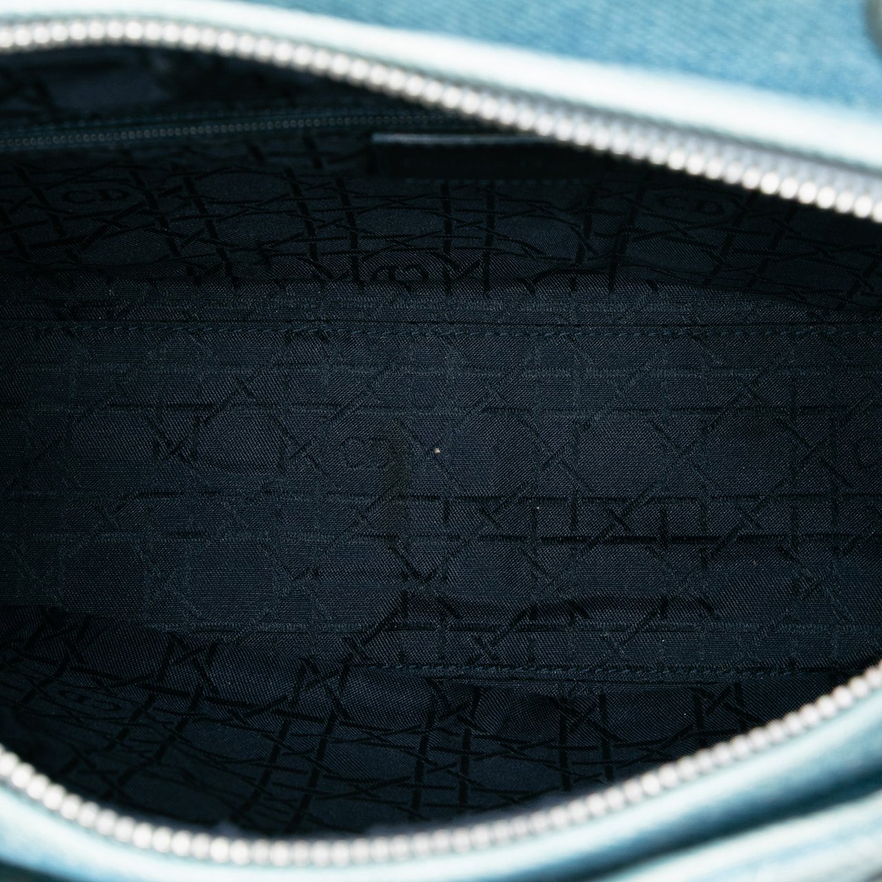 Dior Large Denim Cannage Acrylic Handles Lady Dior Blauw