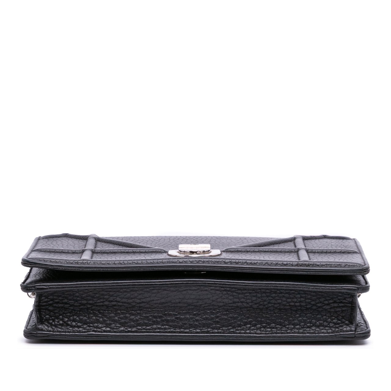 Dior Grained Calfskin Diorama Wallet on Chain Zwart