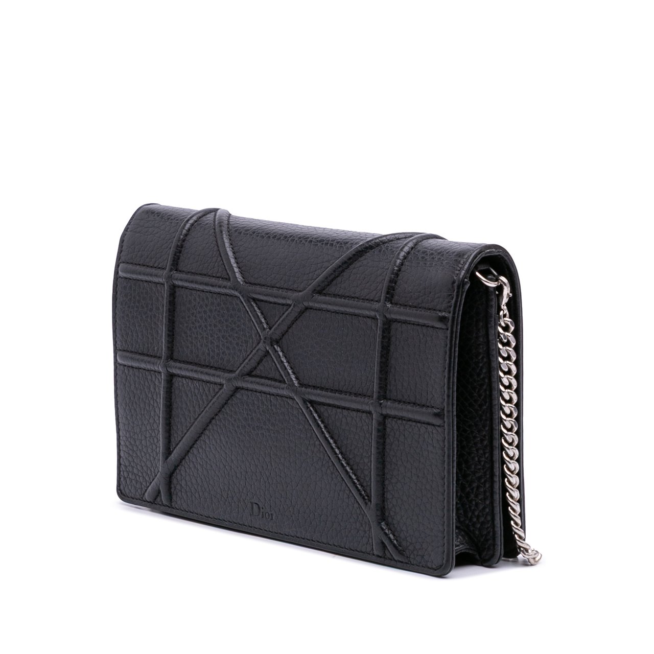 Dior Grained Calfskin Diorama Wallet on Chain Zwart