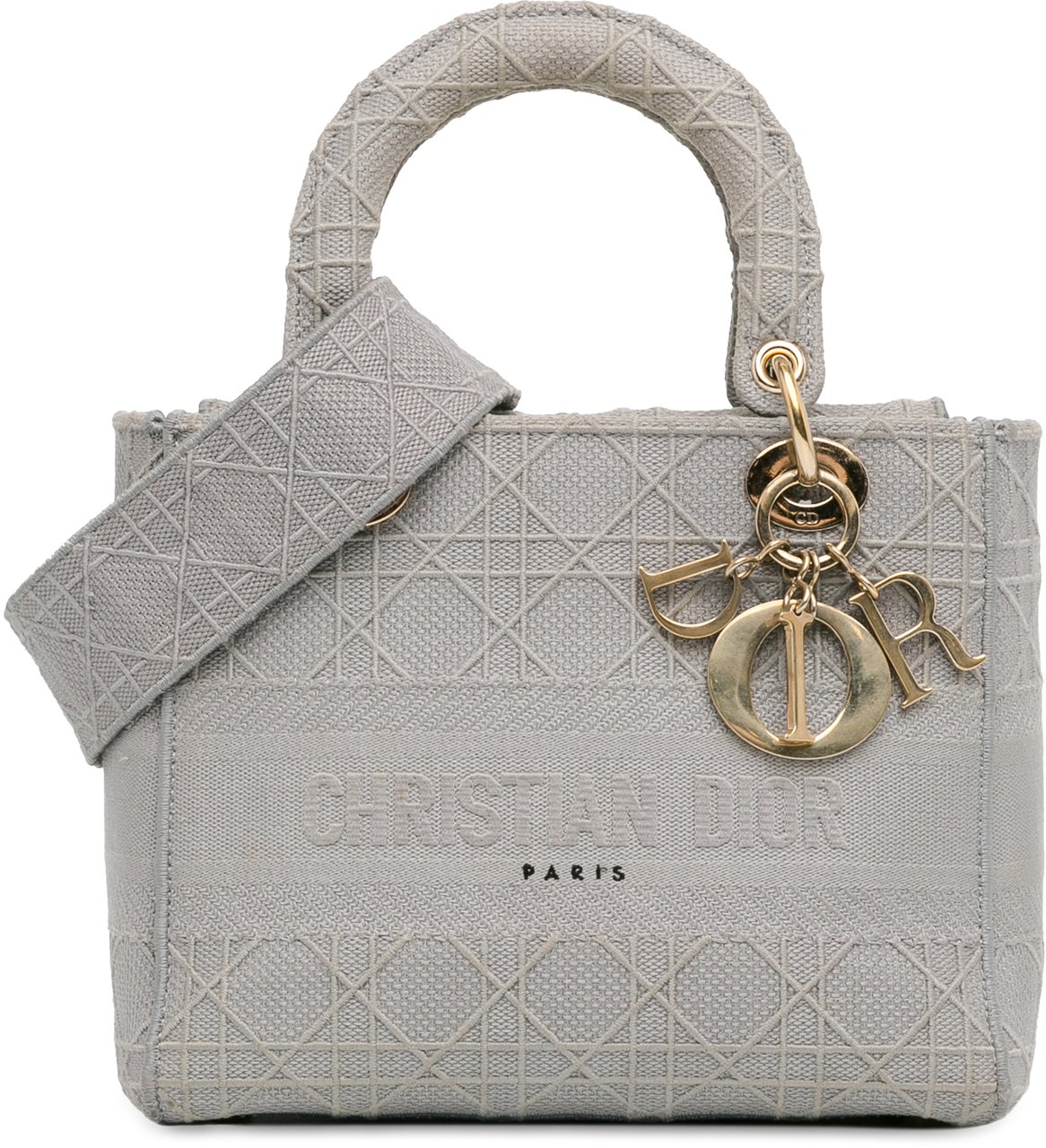 Dior Medium Canvas Cannage Lady D Lite Grijs
