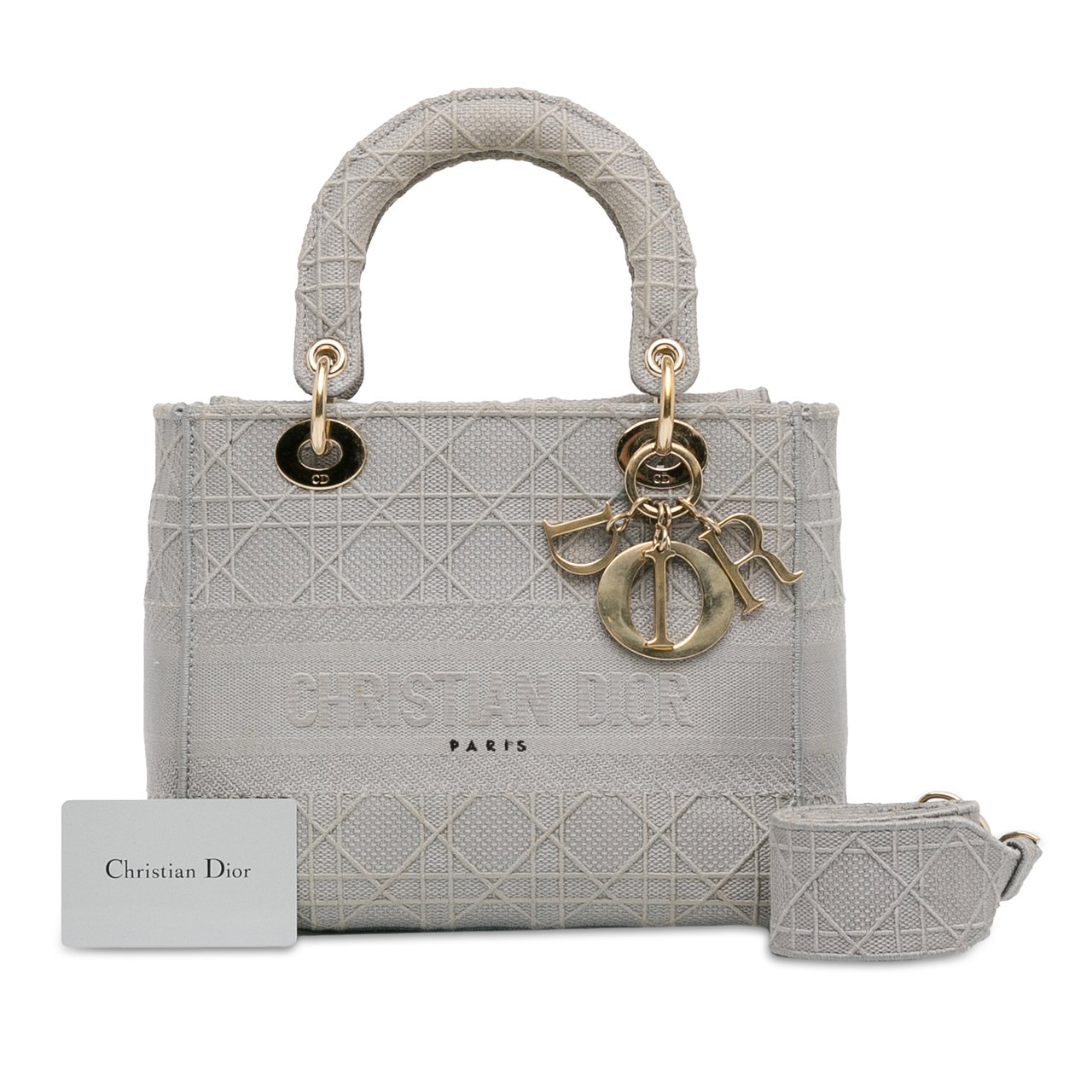 Dior Medium Canvas Cannage Lady D Lite Grijs