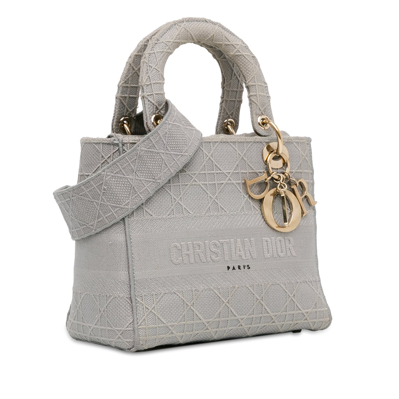Dior Medium Canvas Cannage Lady D Lite Grijs