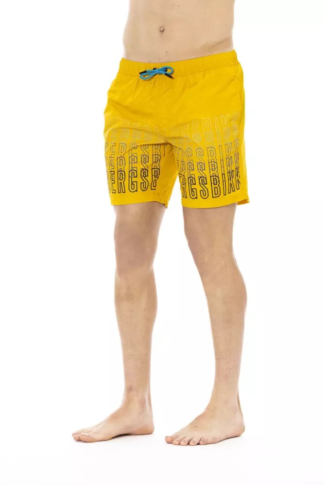 Dirk Bikkembergs Bikkembergs Yellow Polyester Men Swim Short Geel