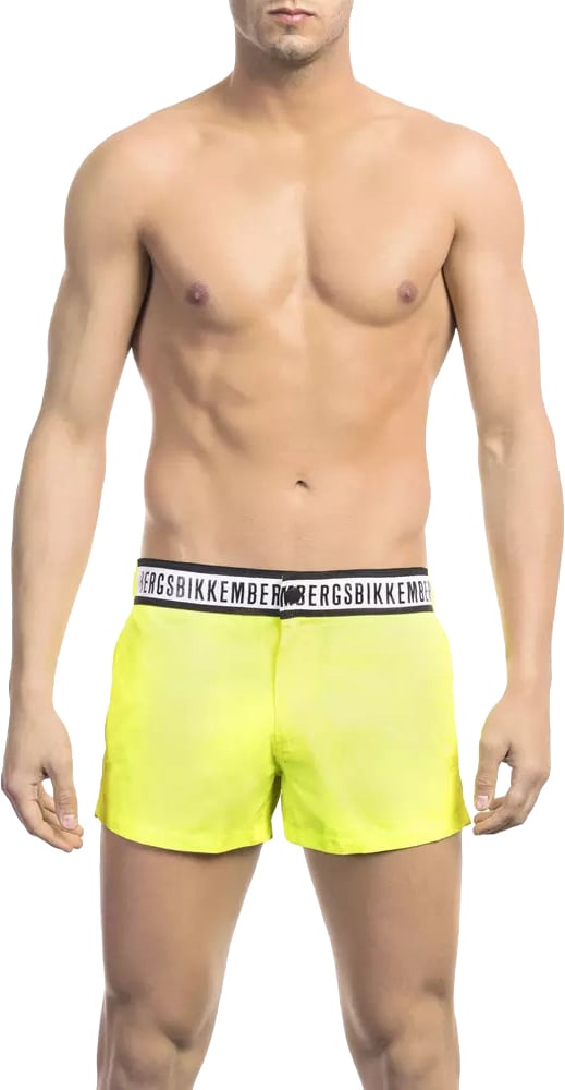 Dirk Bikkembergs Bikkembergs Yellow Polyamide Men Swim Short Geel