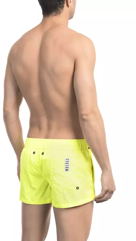Dirk Bikkembergs Bikkembergs Yellow Polyamide Men Swim Short Geel