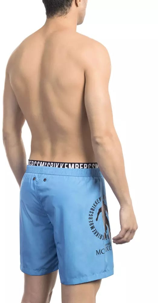 Dirk Bikkembergs Bikkembergs Light Blue Polyester Men Swim Short Blauw