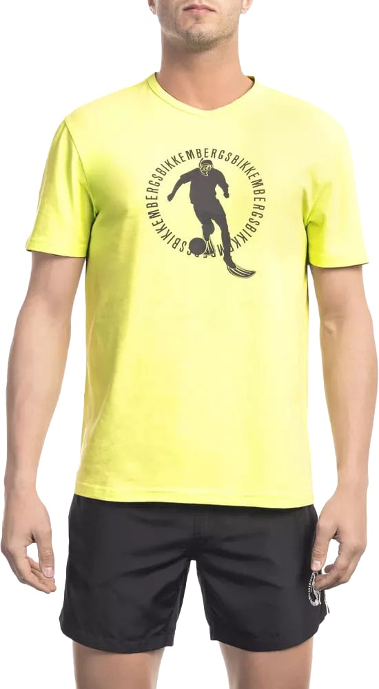 Dirk Bikkembergs Bikkembergs Yellow Cotton Men T-Shirt Geel