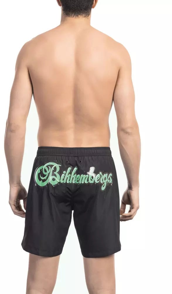 Dirk Bikkembergs Bikkembergs Black Polyester Men Swim Short Zwart