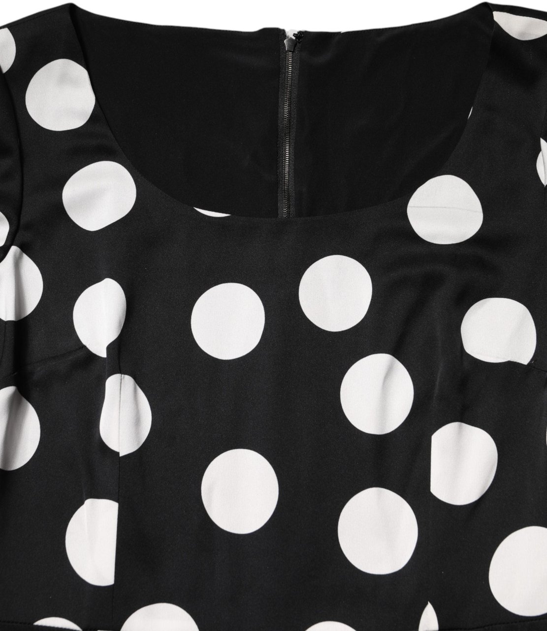 Dolce & Gabbana Black White Polka Dot Silk Sheath Midi Dress Divers