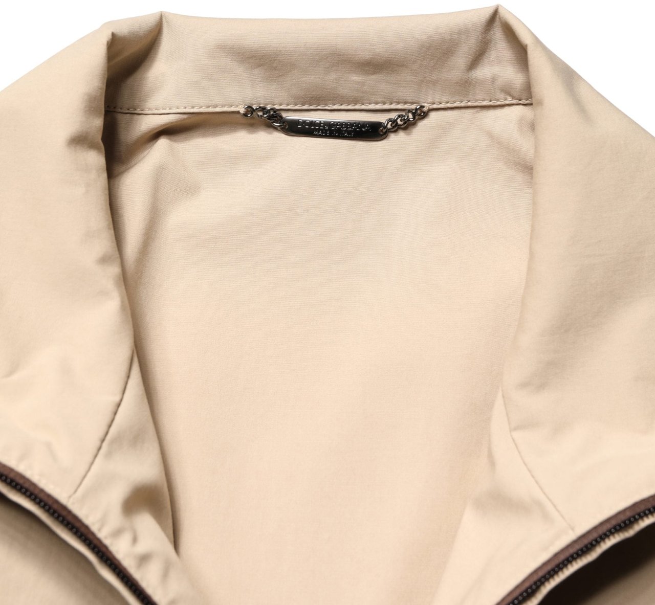 Dolce & Gabbana Brown Beige Cotton Zip Windbreaker Jacket Bruin