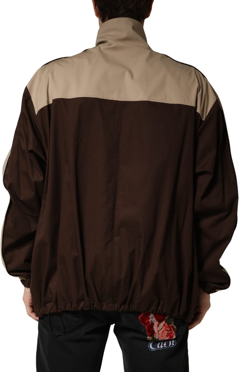 Dolce & Gabbana Brown Beige Cotton Zip Windbreaker Jacket Bruin