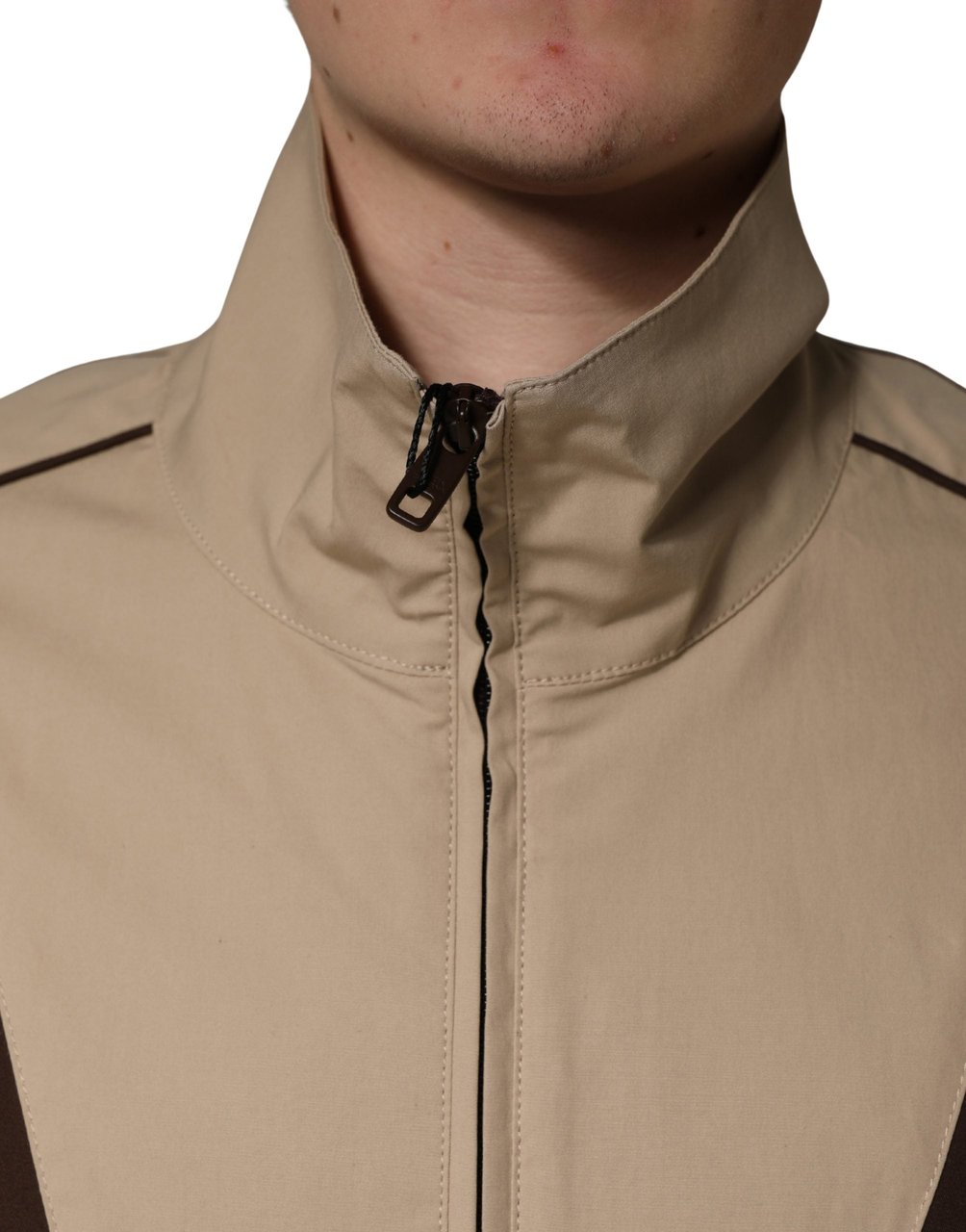 Dolce & Gabbana Brown Beige Cotton Zip Windbreaker Jacket Bruin