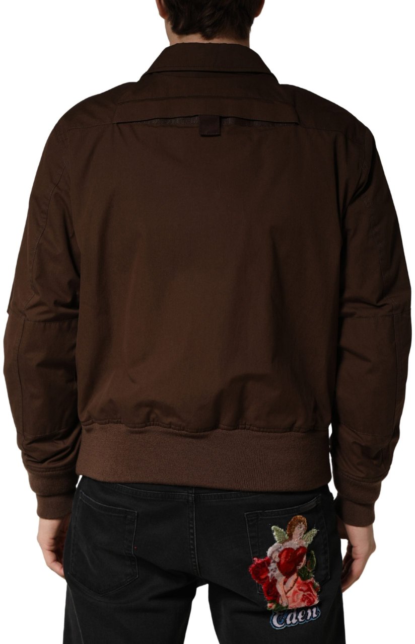 Dolce & Gabbana Brown Cotton Stretch Full Zip Bomber Jacket Bruin