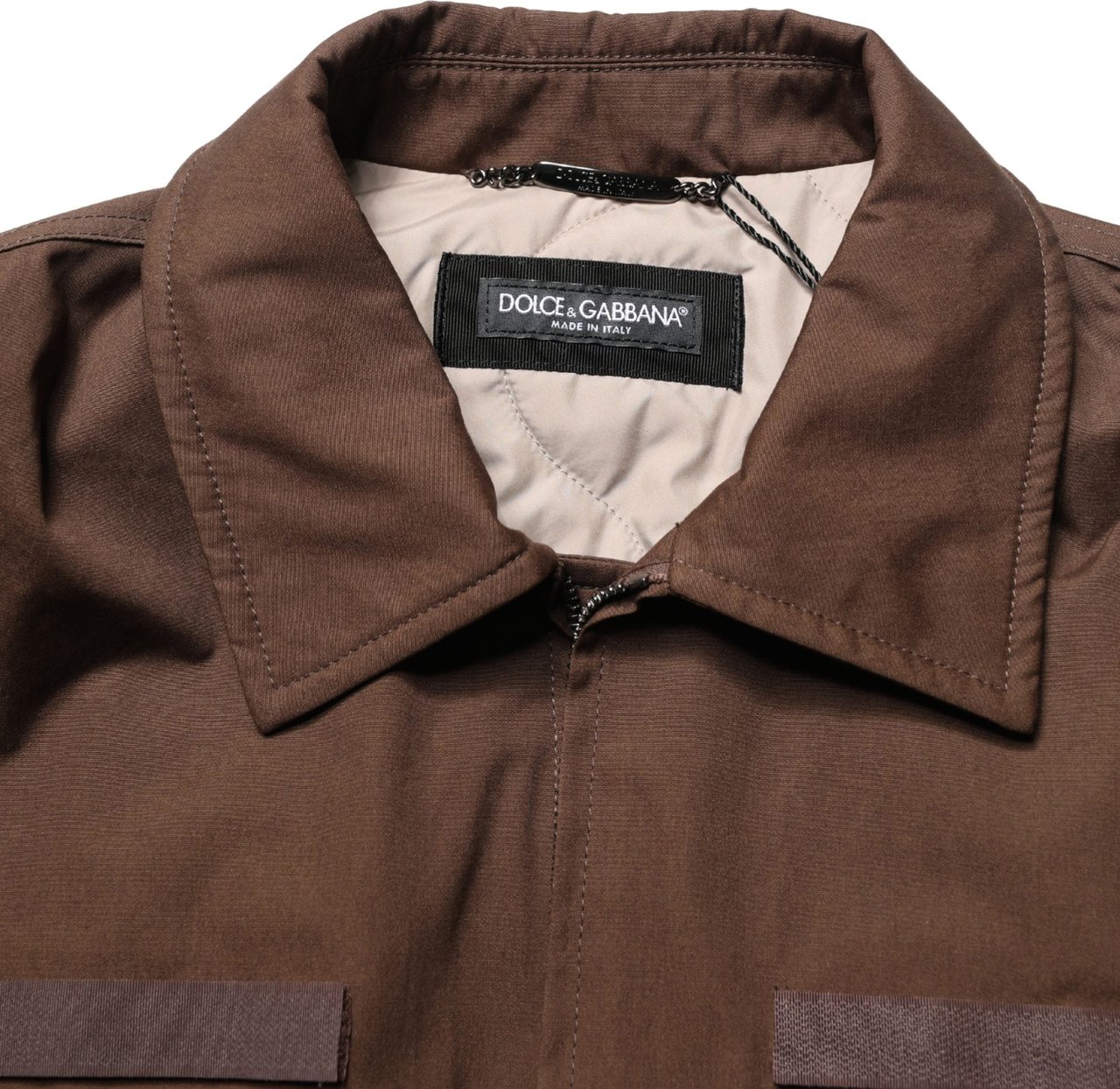 Dolce & Gabbana Brown Cotton Stretch Full Zip Bomber Jacket Bruin