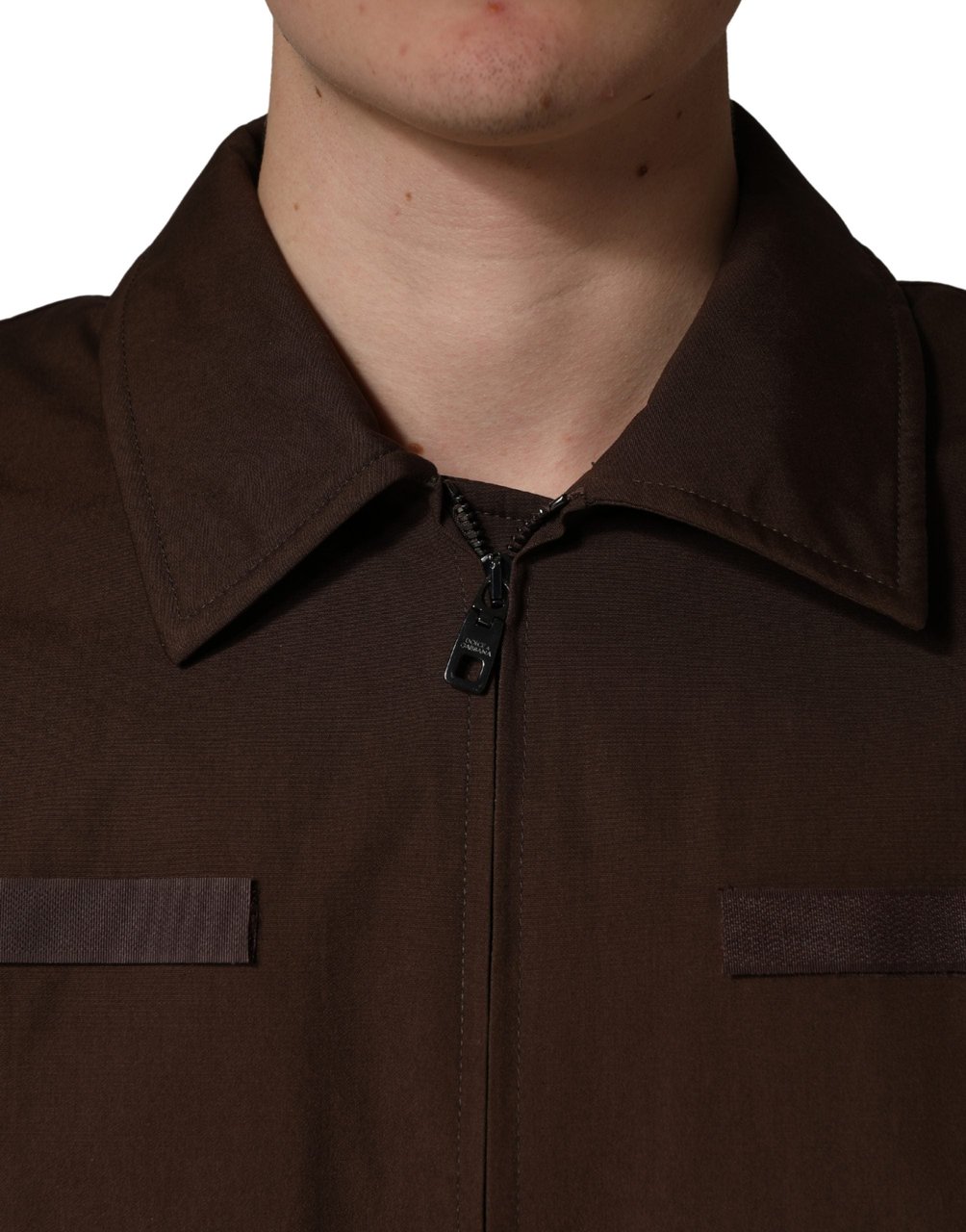 Dolce & Gabbana Brown Cotton Stretch Full Zip Bomber Jacket Bruin