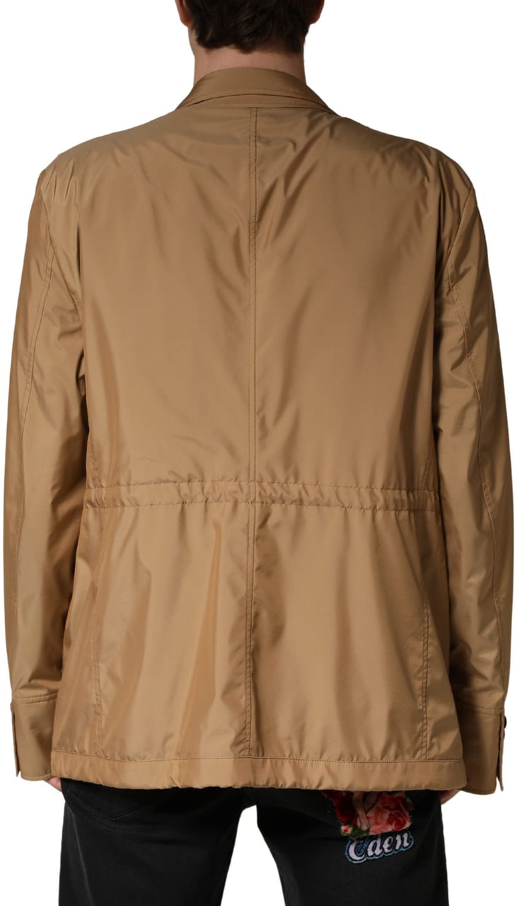Dolce & Gabbana Brown Single Breasted Layered Coat Jacket Bruin