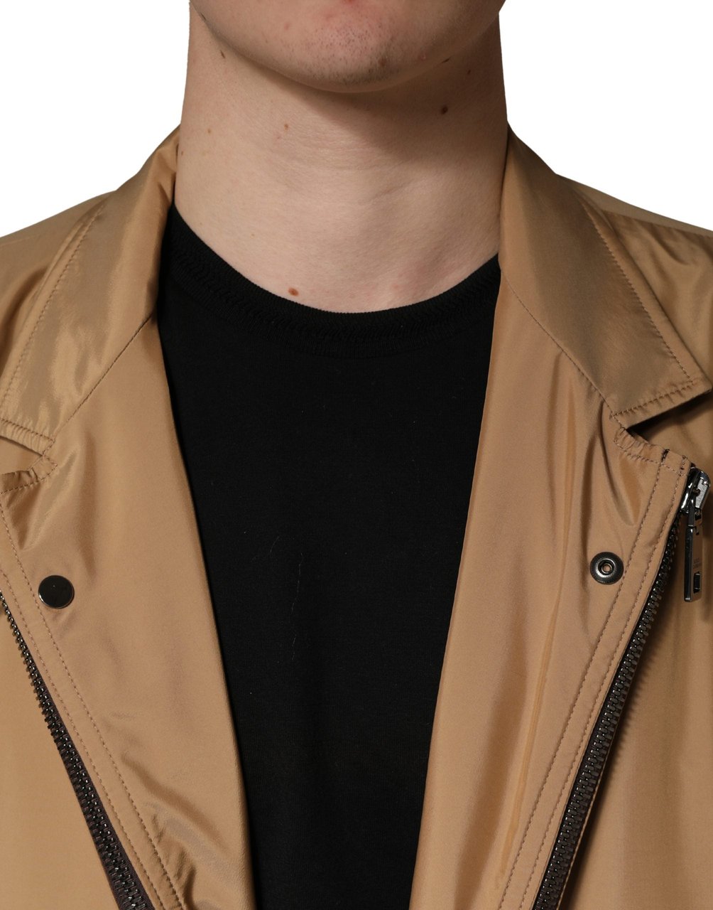 Dolce & Gabbana Brown Single Breasted Layered Coat Jacket Bruin