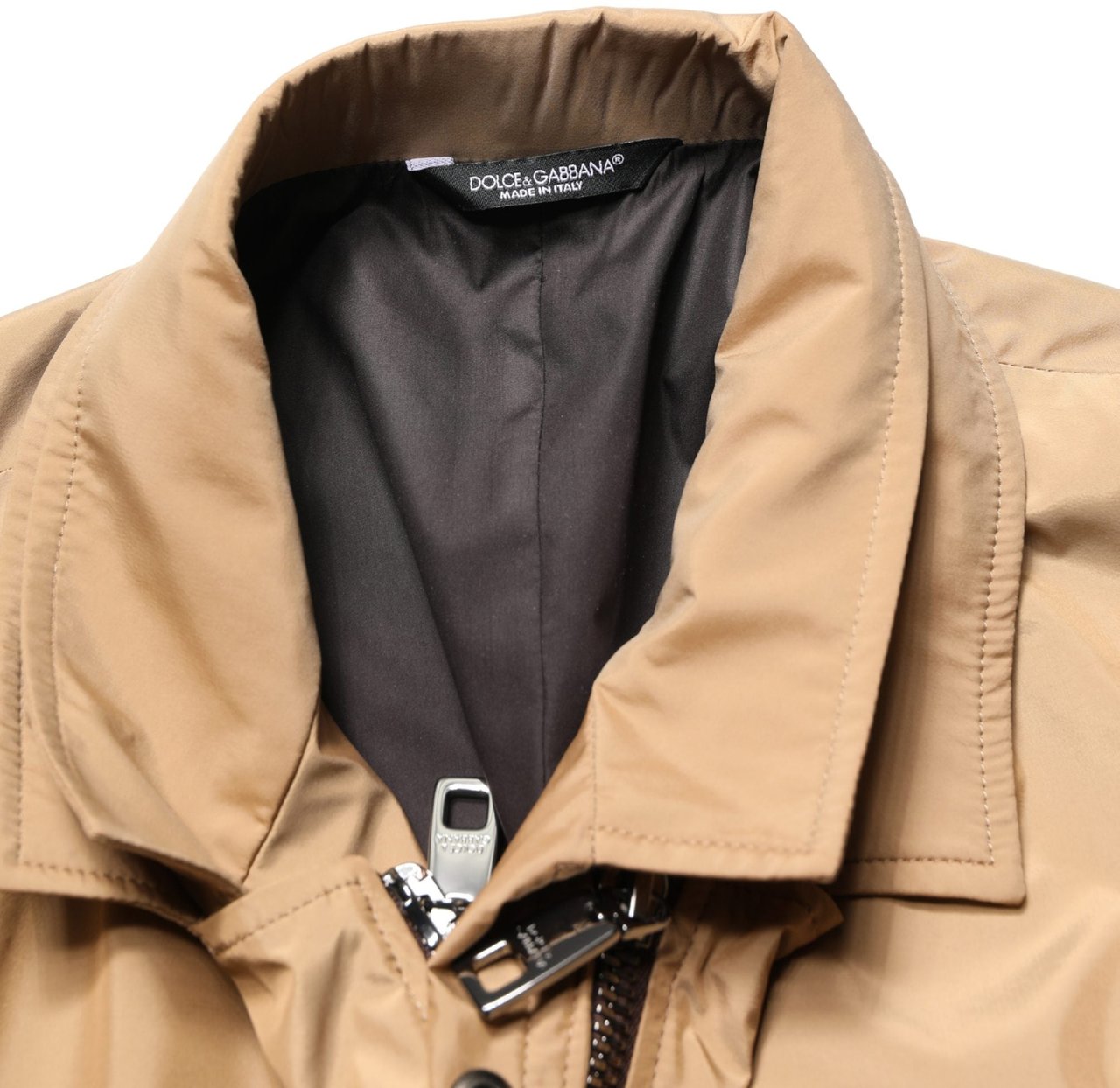 Dolce & Gabbana Brown Single Breasted Layered Coat Jacket Bruin