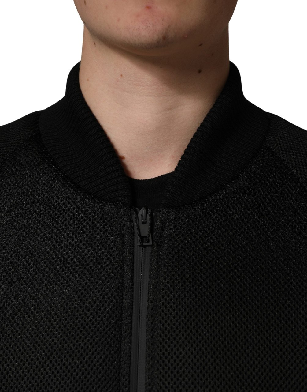 Dolce & Gabbana Men Black Nylon Full Zip Bomber Jacket Zwart