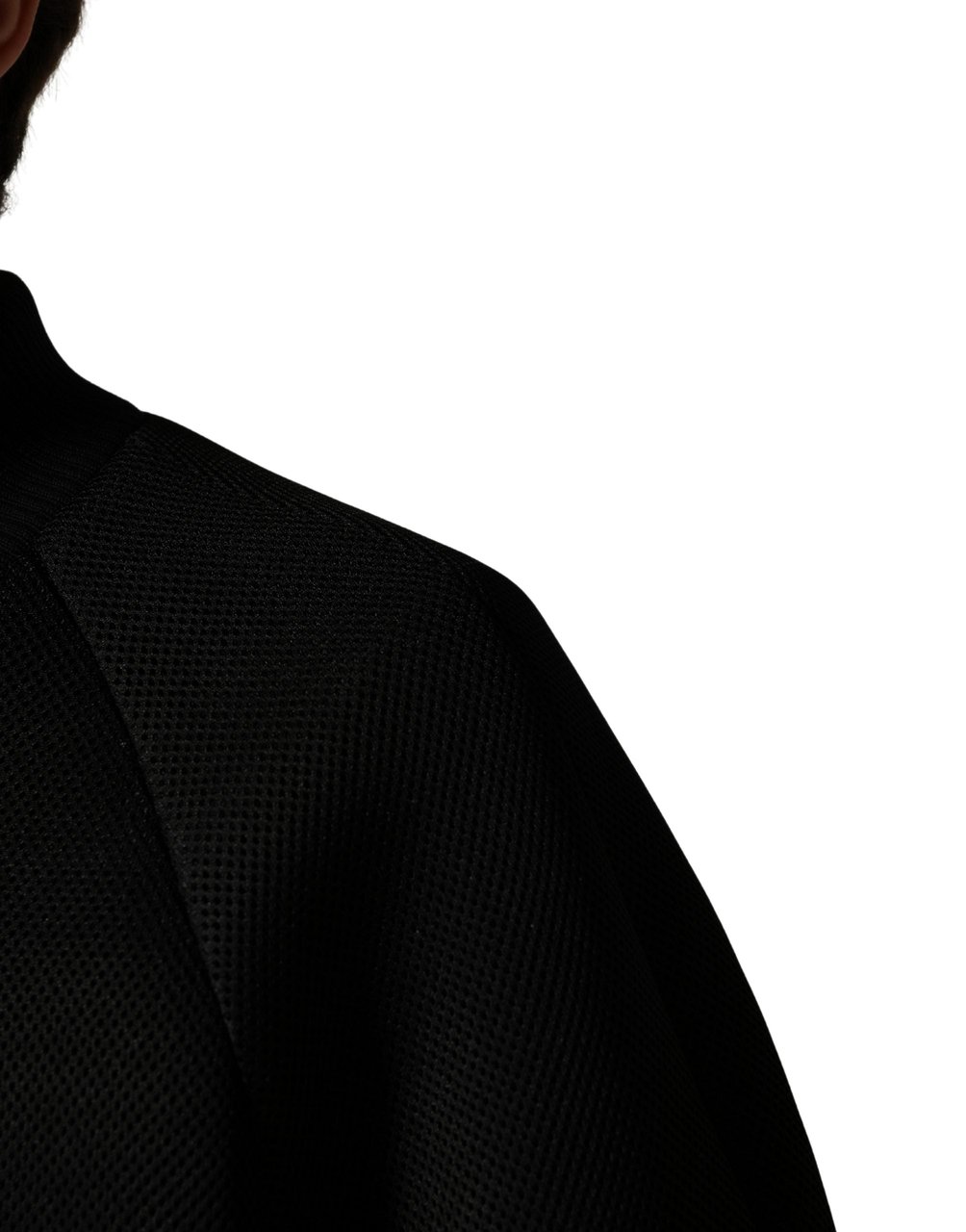 Dolce & Gabbana Men Black Nylon Full Zip Bomber Jacket Zwart