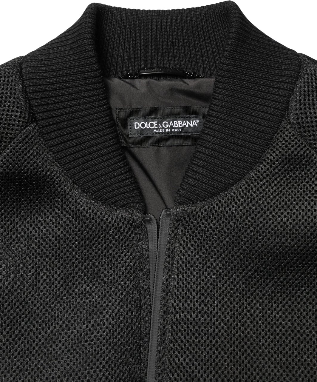 Dolce & Gabbana Men Black Nylon Full Zip Bomber Jacket Zwart