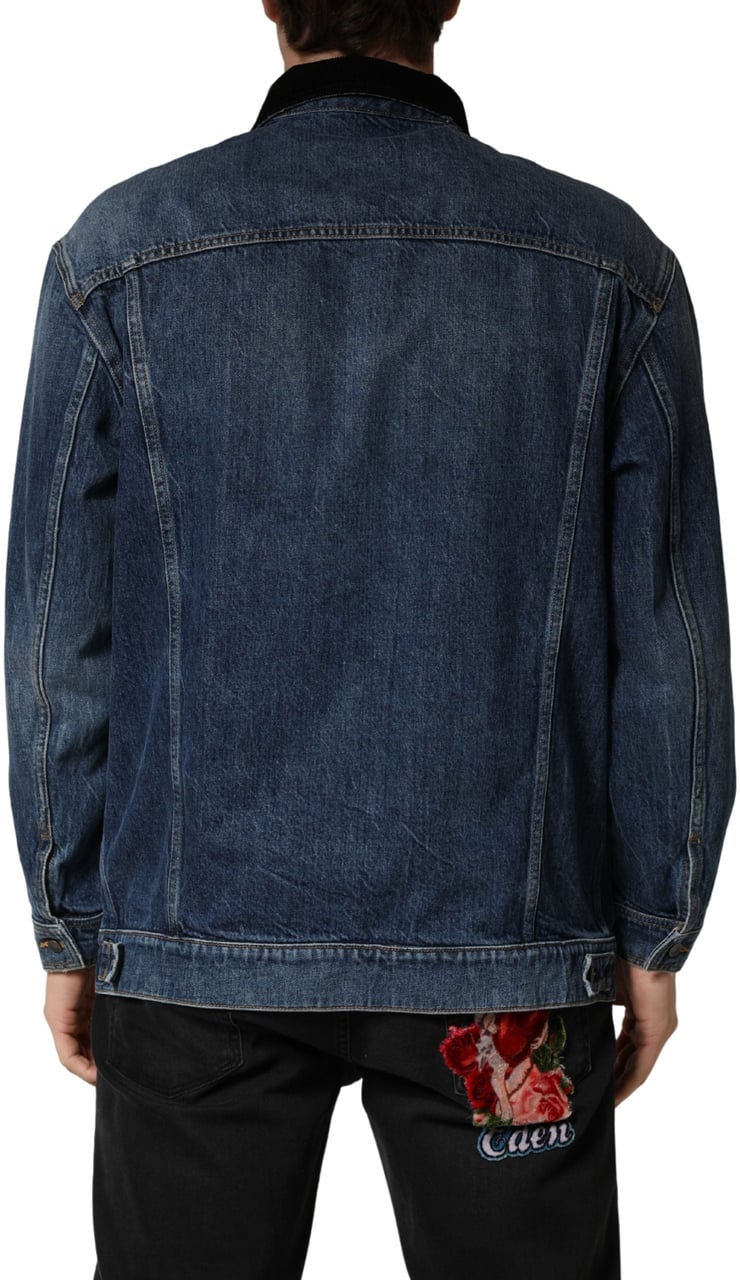 Dolce & Gabbana Black Blue Cotton Denim Blouson Men Jacket Divers