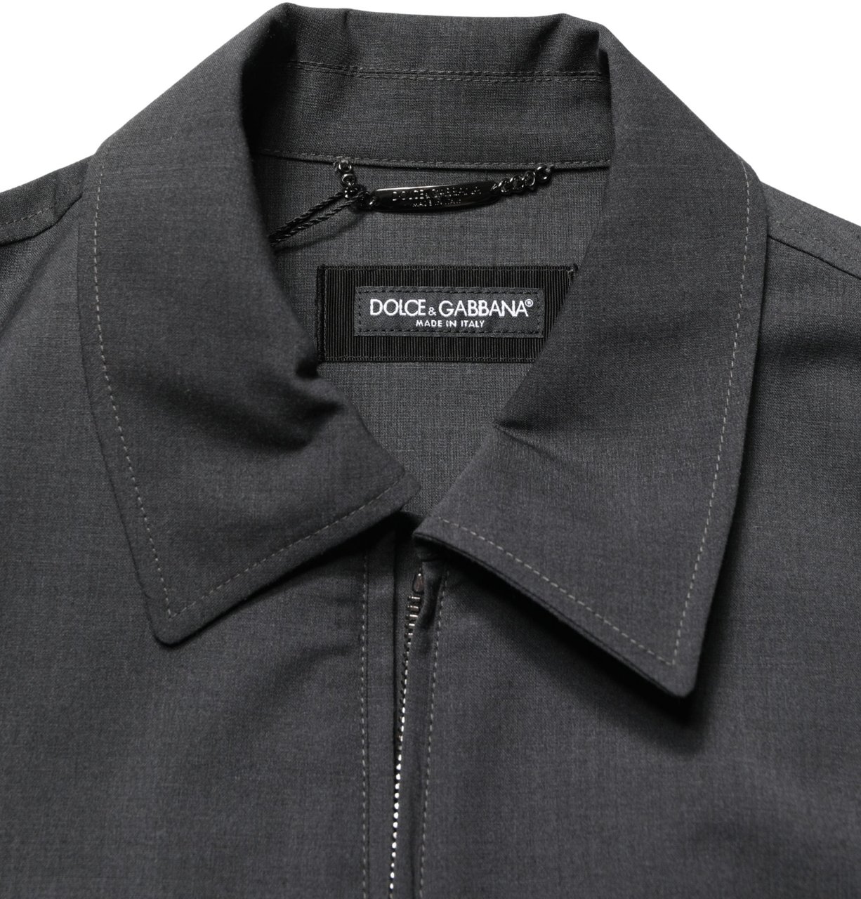Dolce & Gabbana Black Wool Logo Full Zip Men Bomber Jacket Zwart