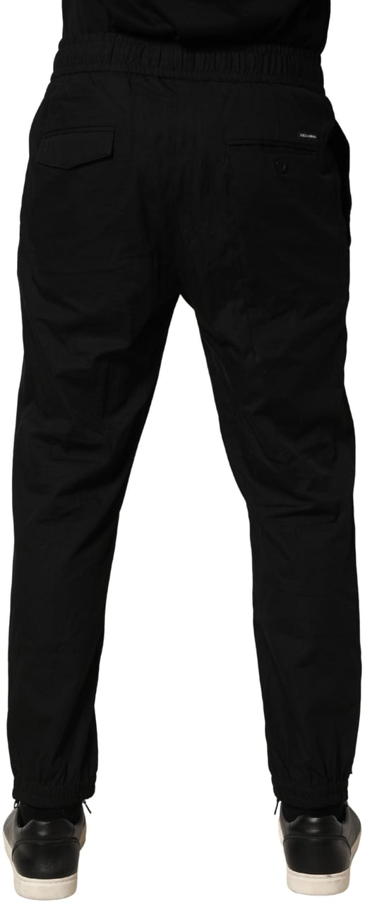 Dolce & Gabbana Black Cotton Skinny Men Jogger Trouser Pants Zwart