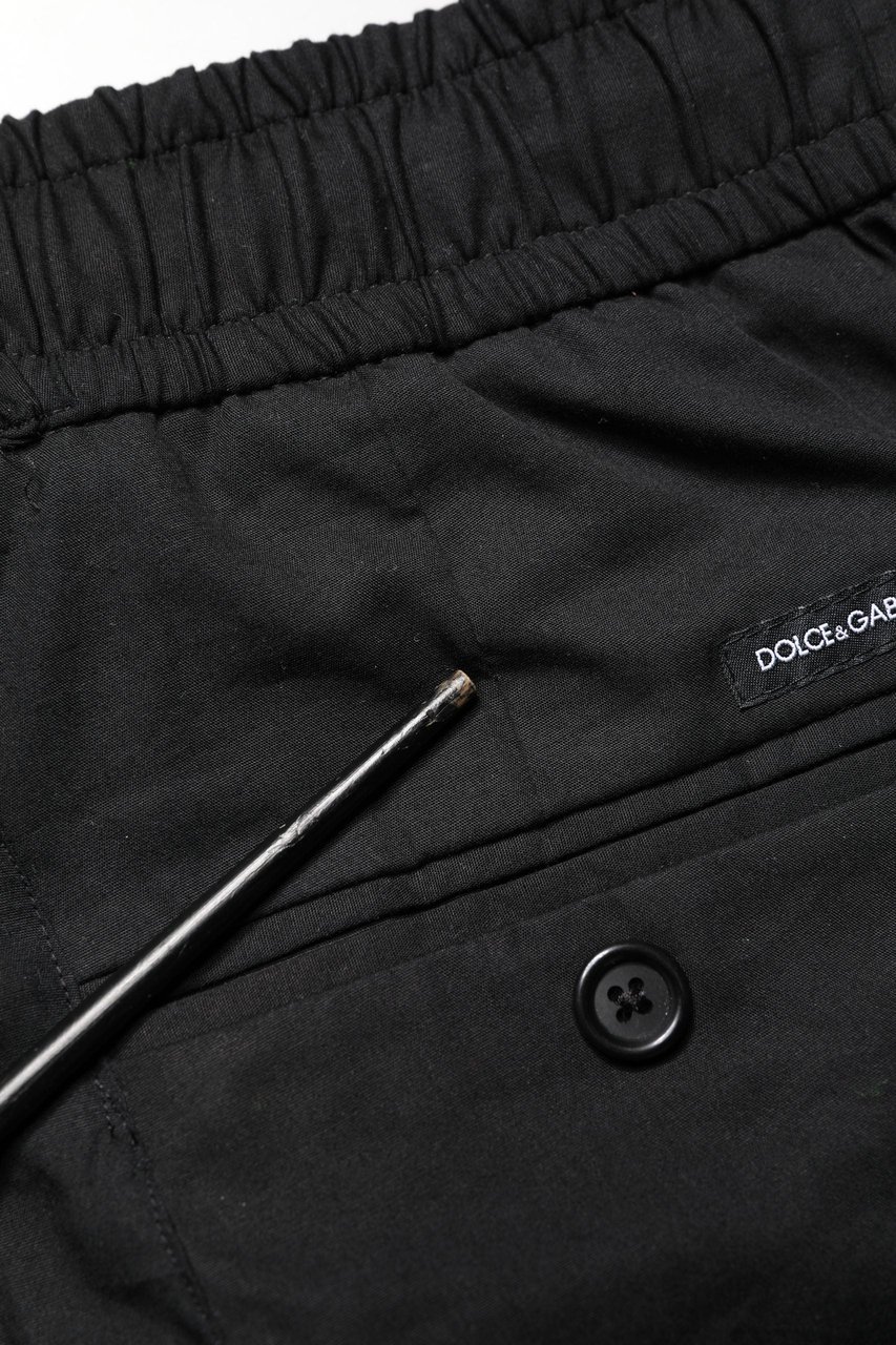 Dolce & Gabbana Black Cotton Skinny Men Jogger Trouser Pants Zwart