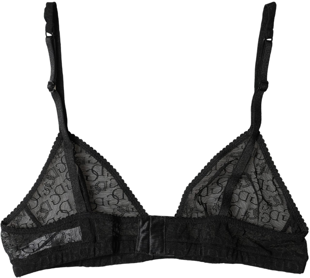 Dolce & Gabbana Black Logo Mania Sheer Soft Cup Bra Underwear Zwart