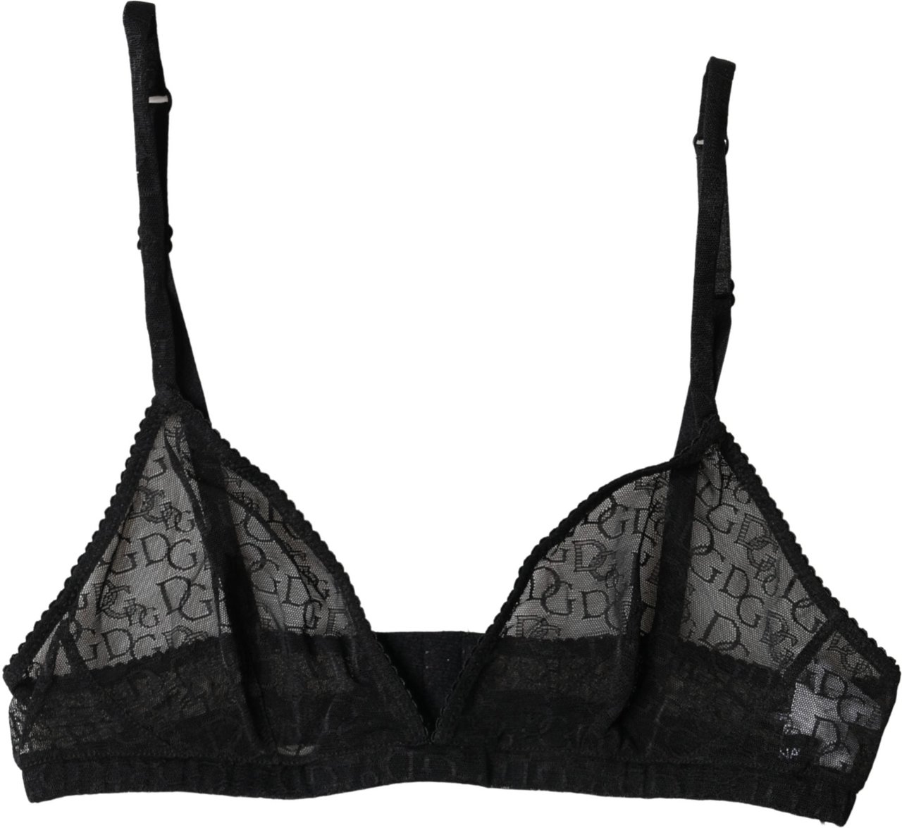 Dolce & Gabbana Black Logo Mania Sheer Soft Cup Bra Underwear Zwart