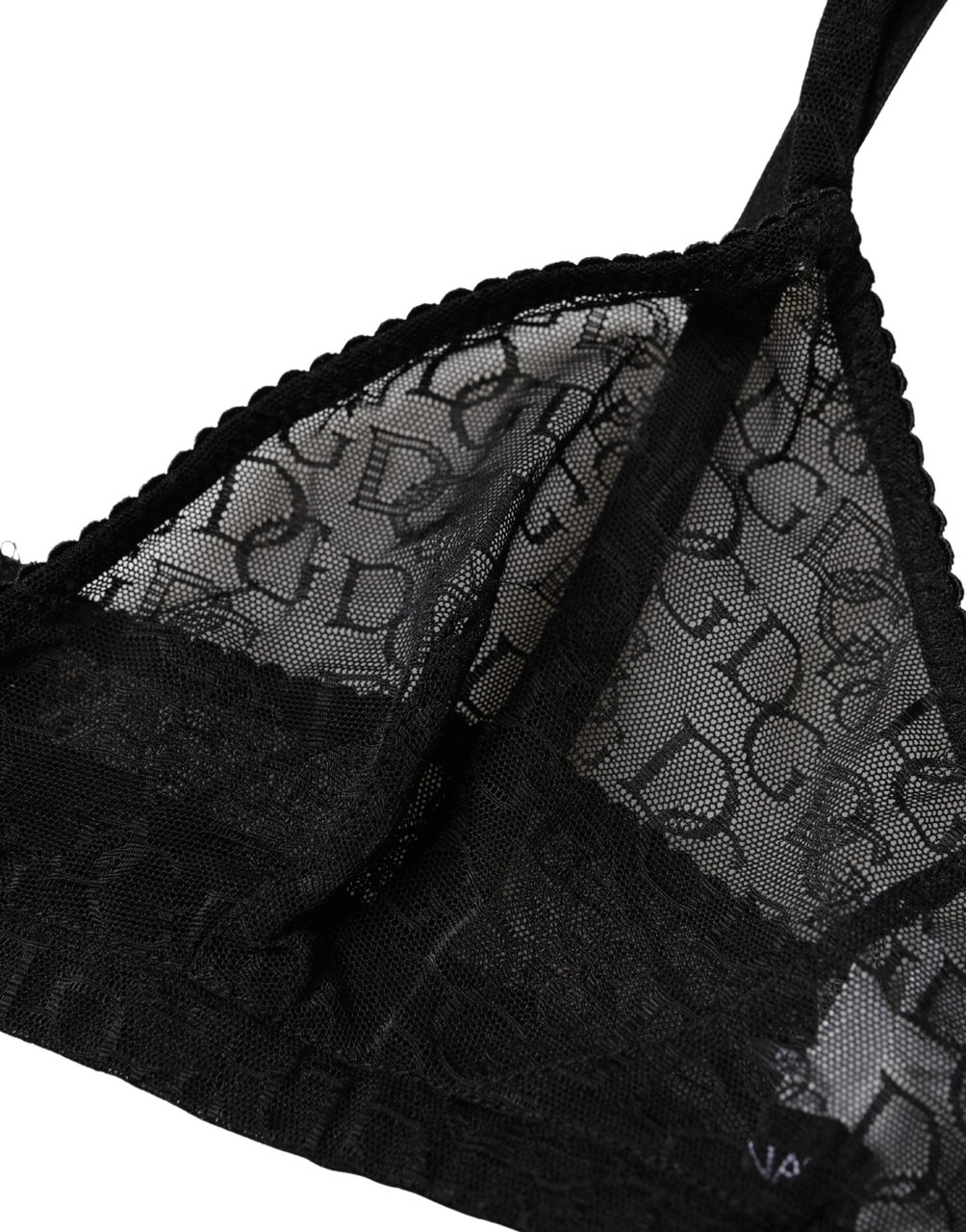 Dolce & Gabbana Black Logo Mania Sheer Soft Cup Bra Underwear Zwart