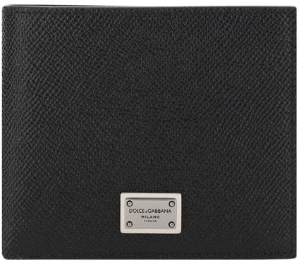 Dolce & Gabbana Dolce & Gabbana Black Calf Leather Bos Taurus Wallet Zwart
