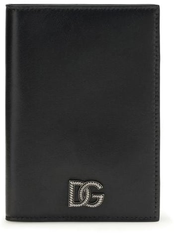 Dolce & Gabbana Dolce & Gabbana Black Calf Leather Bos Taurus Wallet Zwart