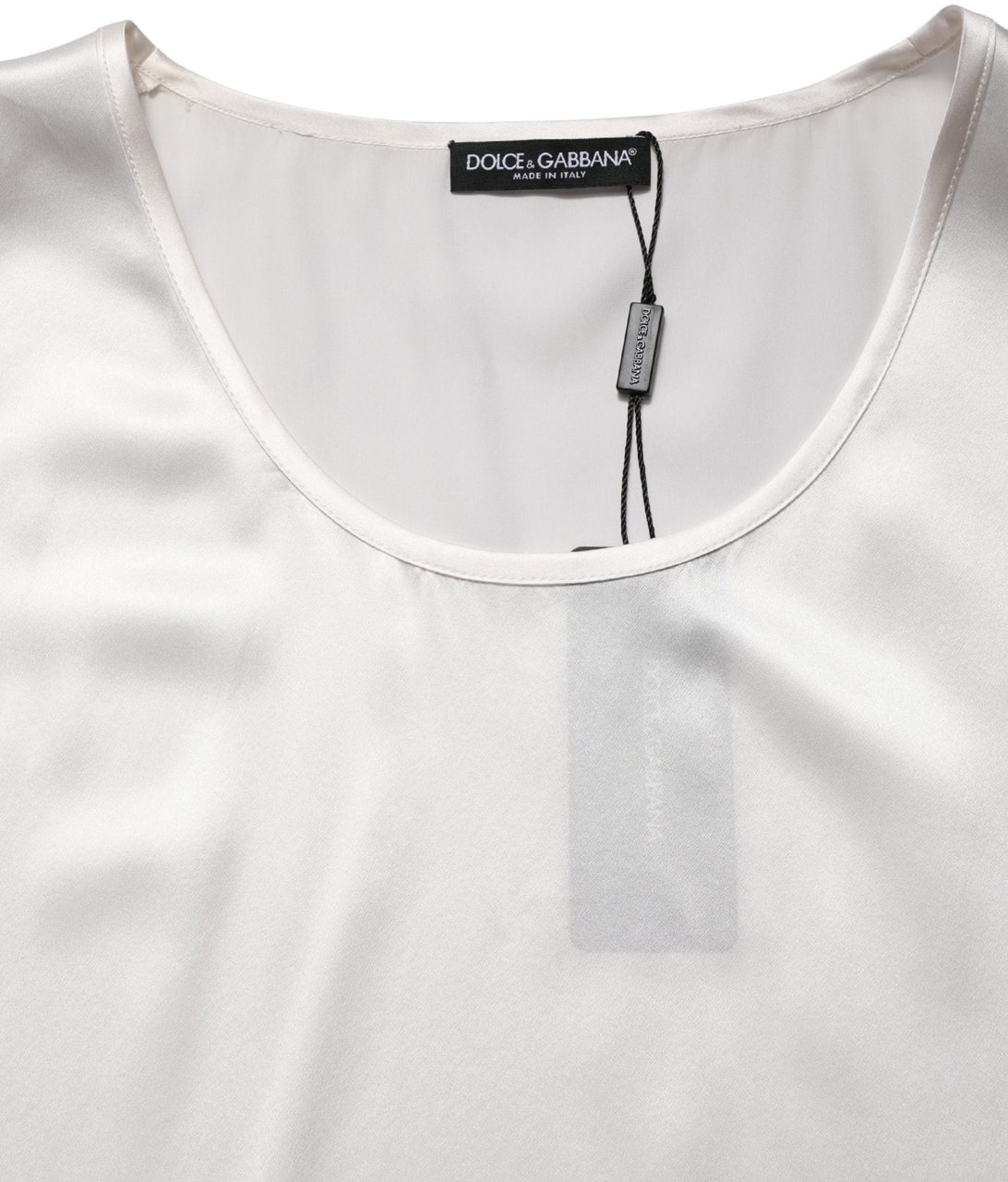 Dolce & Gabbana White Satin Polyester SleevelessTank T-shirt Zwart