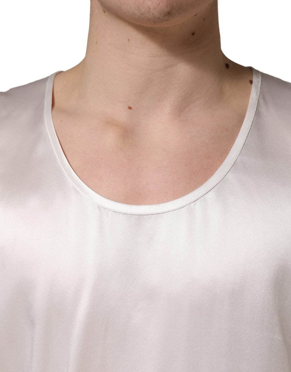 Dolce & Gabbana White Satin Polyester SleevelessTank T-shirt Zwart