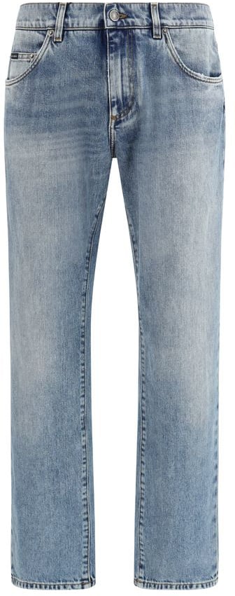 Dolce & Gabbana Blue Cotton Straight-Leg Jeans Blauw